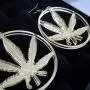 RUIZHEN Gold Marijuana Weed Cannabis Leaf Dangle Earrings