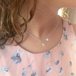 Initial Sunflower Necklaces for Women, 14k Gold Plated Sunflower Necklace CZ Heart Initial Letter Sunflower Pendant Necklace You are My Sunshine Sunflower Jewelry Gifts for Women Girls Alphabet A - Z
