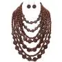 Rosemarie & Jubalee Womens Multi Strand Natural Wood Bead and Disc Necklace and Earrings Bohemian Jewelry Set, 20''-23'' with 3'' Extender Rosemarie & Jubalee Womens Multi Strand Natural Wood Bead and Disc Necklace and Earrings Bohemian Jewelry Set, 20''-23'' with 3'' Extender