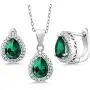 Gem Stone King Sterling Silver Pear Shape Green Nano Emerald Pendant Earrings Set 6.50 cttw with 18 Inch Silver Chain Gem Stone King Sterling Silver Pear Shape Green Nano Emerald Pendant Earrings Set 6.50 cttw with 18 Inch Silver Chain
