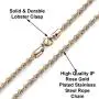 Savlano 2mm-5mm Stainless Steel Rose Gold Color Rope Twist Necklace Chain for Men & Women Comes in 16-30 inches Gift Box