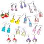 12 Pairs Cute Earrings Weird Earrings Funny Goldfish Earrings Water Bottle Earrings Milk Tea Dangle Earrings for Girls Women