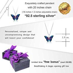 BLING BIJOUX Crystal Monarch Butterfly Pendant Necklace Never Rust 925 Sterling Silver Natural and Hypoallergenic Chain For Women and Girls with Free Breathtaking Gift Box for a Special Moment of Love