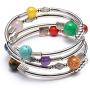 PSEEHEE Natural Semi-Precious Chakra Healing Gemstone Bracelet, Crystal Beads Stretch Unisex Jewelry