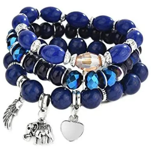 AZILIND Bohemian Stretch Bracelet Ethnic Style Wings Peach Heart Elephant Tassel Pendant Multilayer Stackable Bracelets AZILIND Bohemian Stretch Bracelet Ethnic Style Wings Peach Heart Elephant Tassel Pendant Multilayer Stackable Bracelets