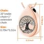 LYFML Teardrop Cremation Jewelry Urn Necklace for Ashes Engraved Tree of Life, Memorial Pendant Made of Titanium Steel, Support for Customization