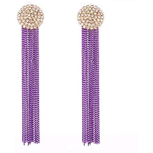 Givihoka Long Metal Tassel Earrings – Long Fringe Statement Dangle Earrings for Women
