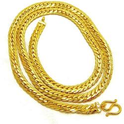 Chain Link 23k 24k Thai Baht Yellow Gold Plated Filled Snake Necklace Jewelry Women, Mens, 24 inch 34 Grams 7 MM
