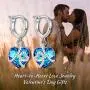 AOBOCO Heart Crystal Dangle Earrings, Sterling Silver Hoop Earrings for Women Love Knot Jewelry Gifts for Her