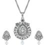 MUCH-MORE Ethnic Silver Pendant Necklace Indian Bollywood Traditional Chain Set For Womens (2554)