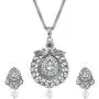 MUCH-MORE Ethnic Silver Pendant Necklace Indian Bollywood Traditional Chain Set For Womens (2554)