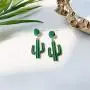 YUNXI Unique Women Cute Fun Earrings Enamel Cactus Earrings Sweet Fresh Exaggerated Green blue Plant Ladies drop Earrings for women girls potted earring