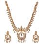 Tarinika Kanti Gold-Plated Indian Jewelry Set with Necklace and Earrings - White Red