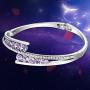 Menton Ezil Love Encounter Crystals Bangle Bracelets White Gold Plated Adjustable Hinged Jewelry