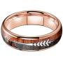 BestTungsten 6mm 8mm Silver/Black/Rose Gold Tungsten Rings for Men Women Wedding Bands Koa Wood Arrow Inlay Domed Plished Shiny Comfort Fit