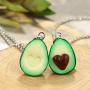 Cute Avocado necklace earrings jewelry set Heart Shape Nucleus Fruit Funny Jewelry for Women Girls Gifts