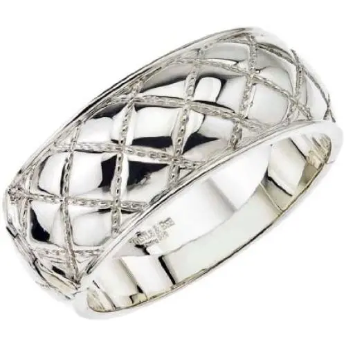 AX Jewelry Thistle & Bee Sterling Silver Wide Quilted Bangle Bracelet