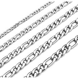 Monily 16 Inches 30 Inches Figaro Chain Necklace 4mm 8.5mm Stainless Steel Figaro Link Chain for Men Women 18k Real Gold Plated