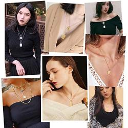 U7 Monogram Necklace A-Z 26 Letters Pendants 18K Gold/Platinum Plated Square Tiny Initial Necklaces for Women Girls,Chain 18'', with Customize Service, Gift Box Packed