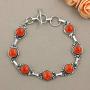 Carnelian Bracelet 925 Silver Overlay Handmade Boho Style Jewelry