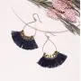 Small Tear Drop Dangle with Chain & Crystal Trimmings, Fan Shape Tassel Statement Earrings Small Tear Drop Dangle with Chain & Crystal Trimmings, Fan Shape Tassel Statement Earrings