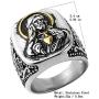 HZMAN Vintage Silver Gold Tone Jesus Blessing Christian Stainless Steel Rings for Men Women Religious Band