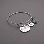 LIUANAN She Believed She Could So She Did Expandable Bangle Birthstone Charm Stainless Steel Cuff Bracelet