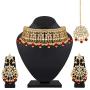 I Jewels Indian Gold Plated Traditional Kundan Choker Ethnic Bollywood Designer Jewelry Set with Earrings & Maang Tikka For Women