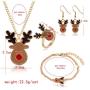 4 Pcs Dainty Christmas Jewelry Sets Christmas Tree Jingle Bells Brown Reindeer Pendant Necklaces Earrings Rings Bracelets Set Christmas Jewelry Set Gifts for Women Girls
