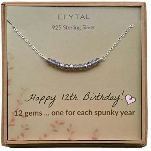 EFYTAL 12th Birthday Gifts for Girls, Sterling Silver Necklace, 12 beads for 12 Year Old Girl, Bat Mitzvah Gift EFYTAL 12th Birthday Gifts for Girls, Sterling Silver Necklace, 12 beads for 12 Year Old Girl, Bat Mitzvah Gift