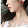 Red Green Poppy Flower Black Long Line Bar Tassel Earrings for Women Charm Stud Drop Earring Jewelry