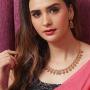 Tarinika Zeel Antique Gold-Plated Indian Jewelry Set with Necklace and Earrings - White Red Green