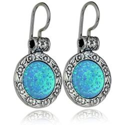 Stera Jewelry Choice of Gemstone 925 Sterling Silver Round Earrings with Ornate Floral Design