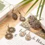 6 Pairs Bohemian Vintage Dangle Earrings Boho Retro Rhinestone Drop Earrings and 2 Pieces Vintage Bohemia Beaded Bracelet Multi-layer Woven Bracelet Jewelry for Women Girls