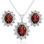 Gem Stone King 925 Sterling Silver Red Garnet Pendant Earrings Set For Women (2.80 Ct Oval with 18 Inch Silver Chain) Gem Stone King 925 Sterling Silver Red Garnet Pendant Earrings Set For Women (2.80 Ct Oval with 18 Inch Silver Chain)