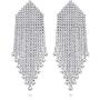 minmin Wedding Long Chandelier Rhinestone Tassel Heart Dangle Drop Earrings for Women Party Jewelry Ladies Gifts