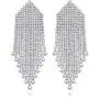 minmin Wedding Long Chandelier Rhinestone Tassel Heart Dangle Drop Earrings for Women Party Jewelry Ladies Gifts