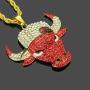 CANNE Hip Hop Bull Head Necklace 18K Gold Jewelry Tauren Plated Lab Simulation Diamond Ice Out Chain Mens Rap Street Costume Hemp Chain Necklace 30 Inch.