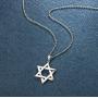 FANCIME White Gold Plated 925 Sterling Silver Polished Shiny Big Large Star Of David Pendant Necklace Silver Jewelry for Mens Boys, With 20 Inch Durable Lobster Clasp Rolo Chains