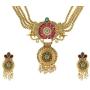 Aheli Beautiful Gold Tone Bollywood Party Wear Ethnic Festive Wedding Pendant Necklace Set Indian Traditional Fashion Jewelry for Women
