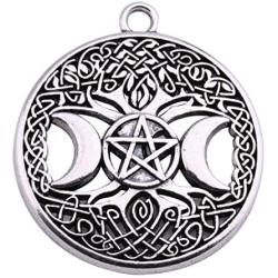 Pagan Triple Moon Goddess Pentacle Celtic Tree of Life Alloy Pendant for Jewelry Making