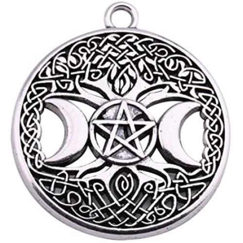 Pagan Triple Moon Goddess Pentacle Celtic Tree of Life Alloy Pendant for Jewelry Making