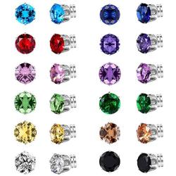 Spiritlele 12 Pairs Colors Crystal Flower Face Magnetic Clip Non Piercing Earrings Set Unisex