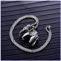 Fusamk Punk Titanium Steel Animal Elephant Pendant Necklace,24'' Box Chain