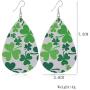 8 Pairs St. Patricks Day Faux Leather Dangle Earrings Set Green Clover Teardrop Dangle Earrings Lightweight Saint Patricks Day Festival Decor Earring Jewelry Gift for Women Girls