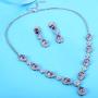 EleQueen Womens Silver-Tone Cubic Zirconia Teardrop Flower Bridal V-Necklace Jewelry Set Dangle Earrings