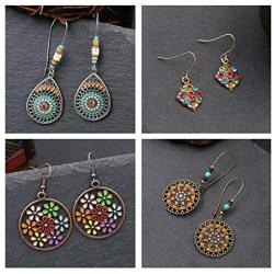 NEPAK 10 Pairs Vintage Bohemian Drop Dangle Earrings,Boho Dangle Earrings Jewelry Set Fashion Gifts for Women Girls