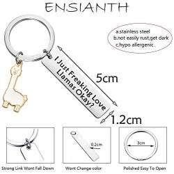 ENSIANTH I Just Freaking Love Llamas Okay Keychain Llamas Lover Gifts Funny Alpaca Gifts for Friend Animal Positive Jewelry