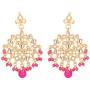 Jwellmart Womens Diva Collection White Kundan Stone Faux Pearl Rani Haar Necklace Earrings Set