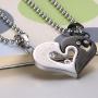 MMTTAO 2Pcs/Set His & Hers Matching Set Titanium Stainless Steel Couple Pendant Necklace for Men Women Lover Cubic Zirconia CZ Charms Pendant Friendship Relationship Promise Love Fashion Jewelry Gifts